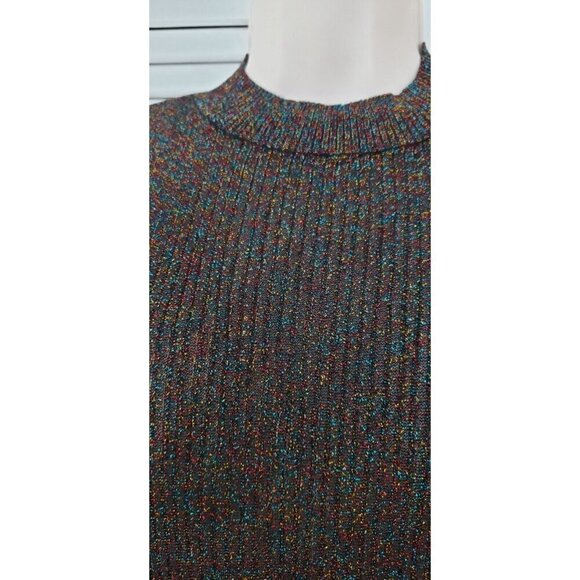 NEW FREE PEOPLE INTIMATELY BLACK RAINBOW LUREX LONG SLEEVE BODYSUIT SZ MEDIUM - Picture 4 of 12